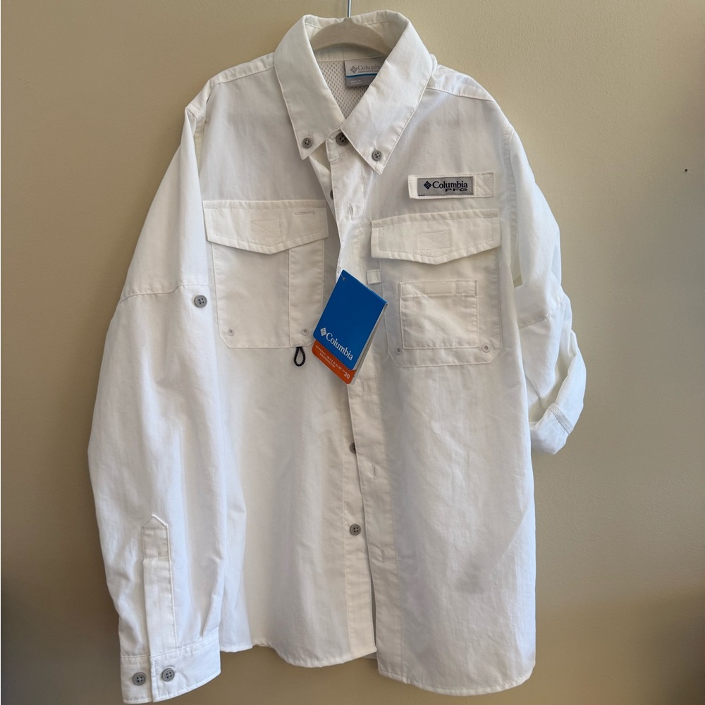 Boys Columbia Distant Water Long Sleeve Fishing Shirt Size M (10/12) NWT